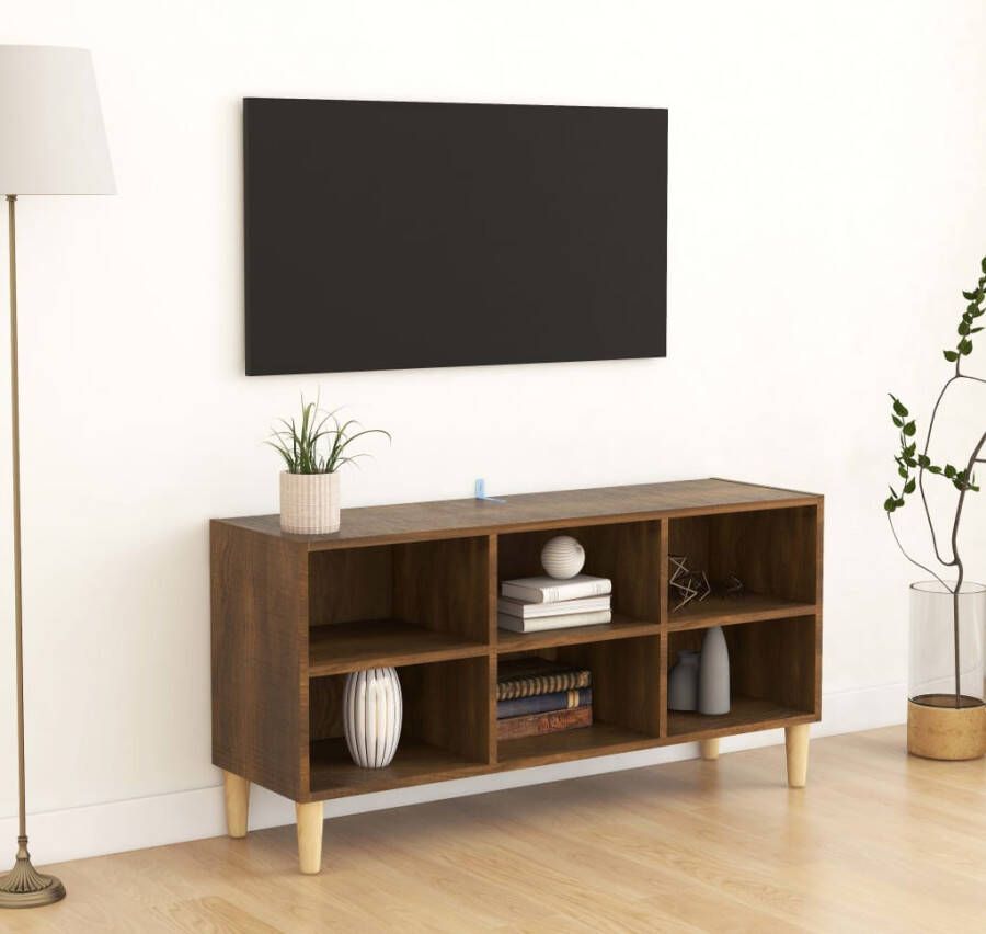 VidaXL -Tv-meubel-met-houten-poten-103 5x30x50-cm-bruineikenkleurig - Foto 2