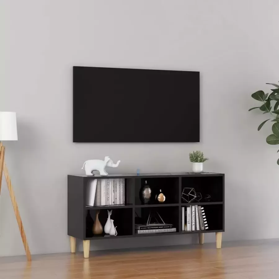 VIDAXL Tv-meubel met houten poten 103 5x30x50 cm hoogglans zwart