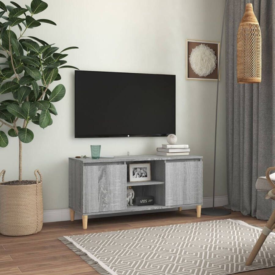 VidaXL -Tv-meubel-met-houten-poten-103 5x35x50-cm-grijs-sonoma-eiken