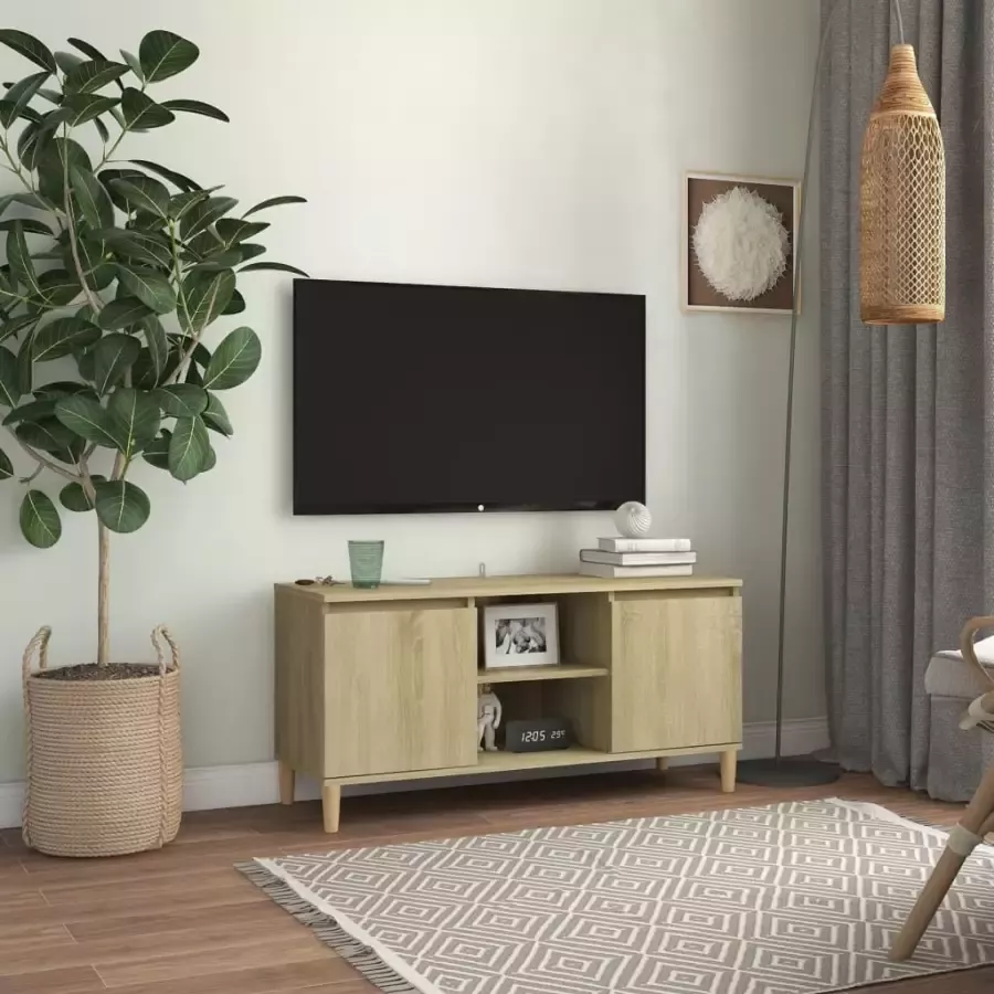 VIDAXL Tv-meubel met houten poten 103 5x35x50 cm sonoma eikenkleurig