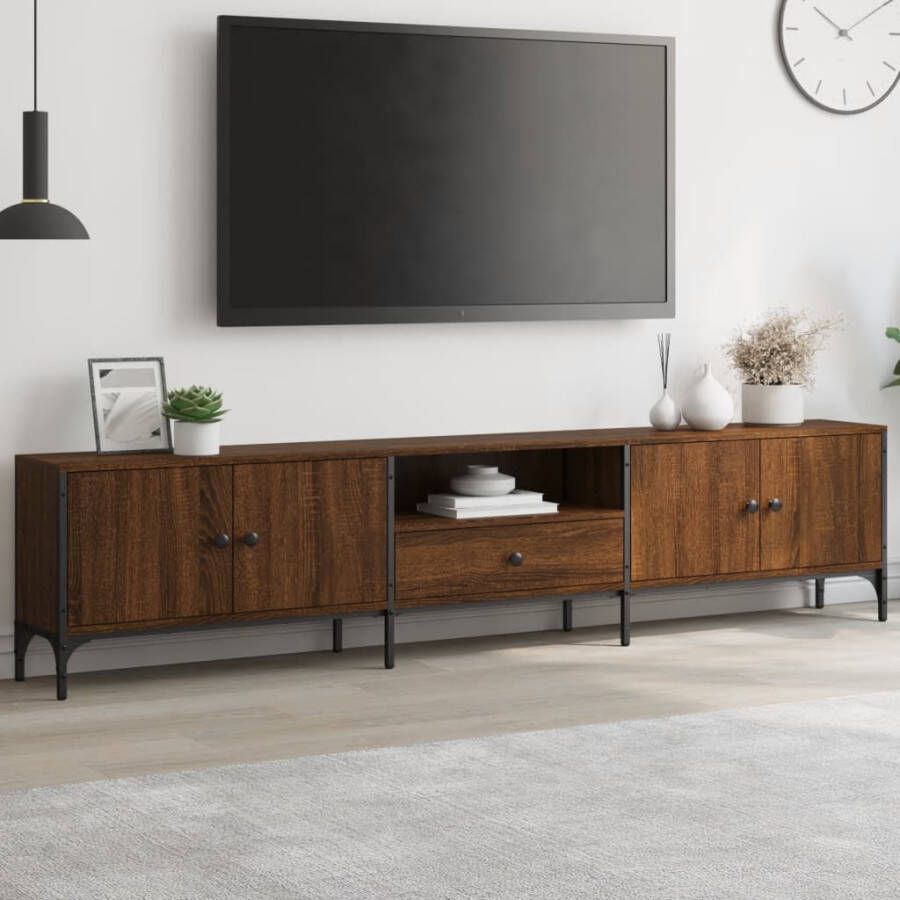 VidaXL -Tv-meubel-met-lade-200x25x44-cm-bewerkt-hout-bruineikenkleurig - Foto 3