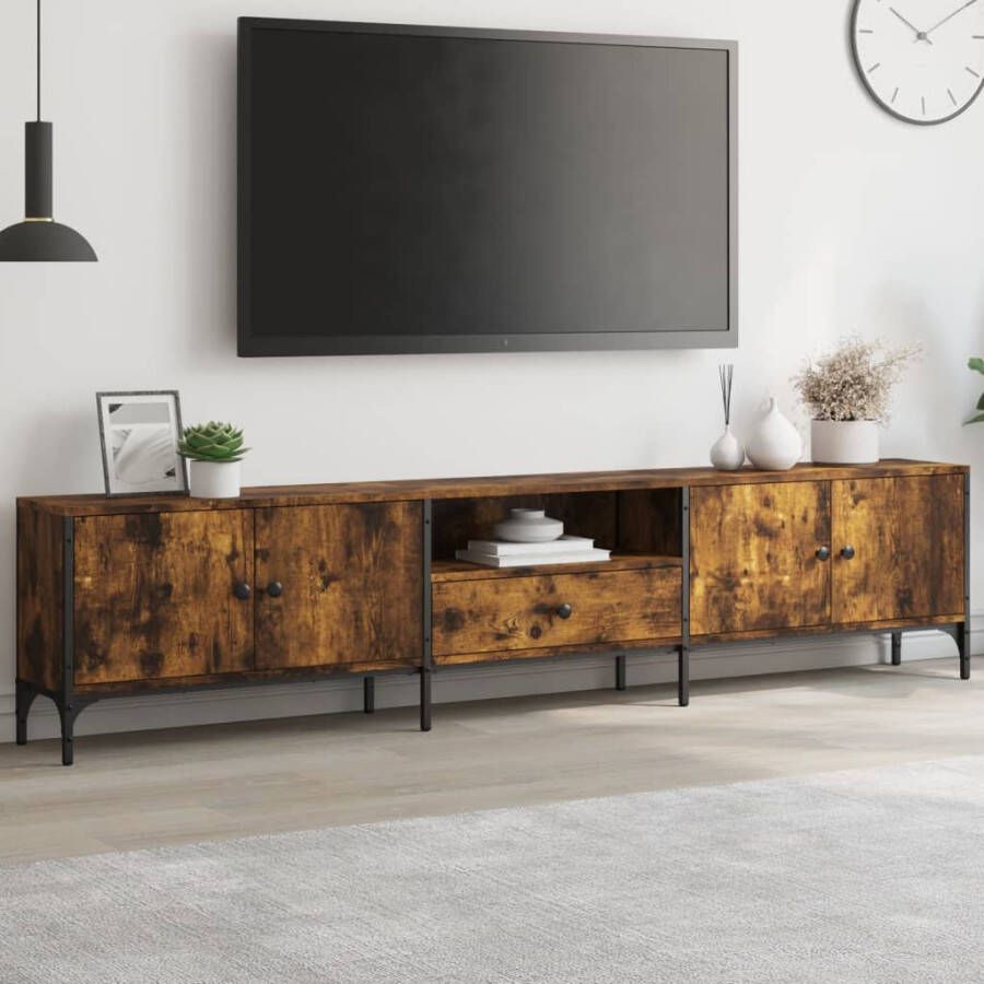 VidaXL -Tv-meubel-met-lade-200x25x44-cm-bewerkt-hout-gerookt-eikenkleur - Foto 3
