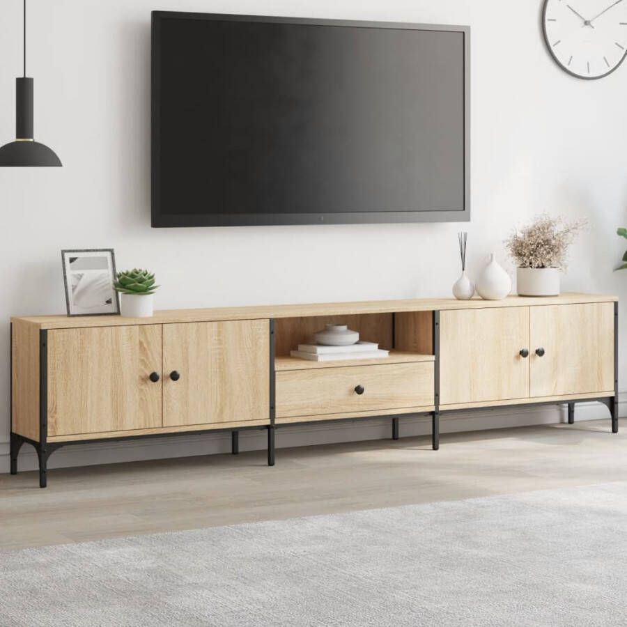 VidaXL -Tv-meubel-met-lade-200x25x44-cm-bewerkt-hout-sonoma-eikenkleur - Foto 3