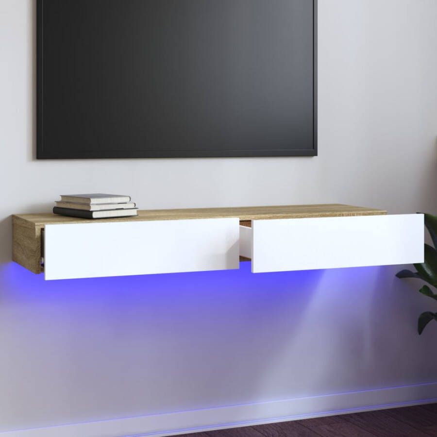 VIDAXL Tv-meubel met LED-verlichting 120x35x15 5 cm wit sonoma eiken