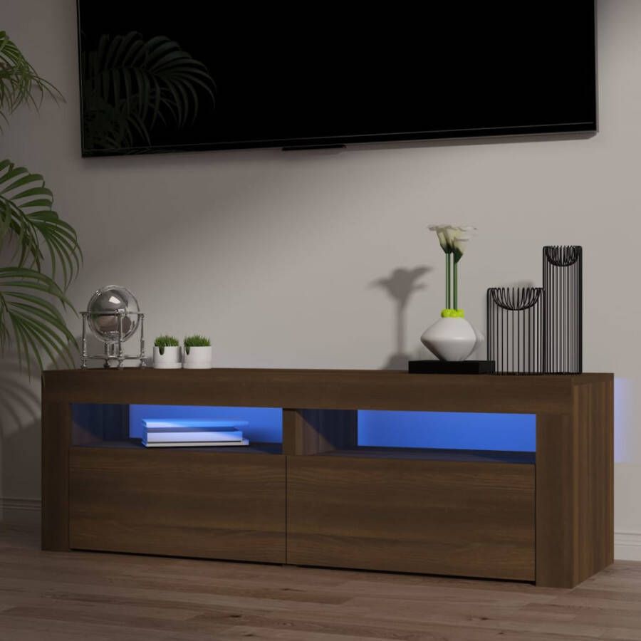 VidaXL -Tv-meubel-met-LED-verlichting-120x35x40-cm-bruineikenkleurig - Foto 3