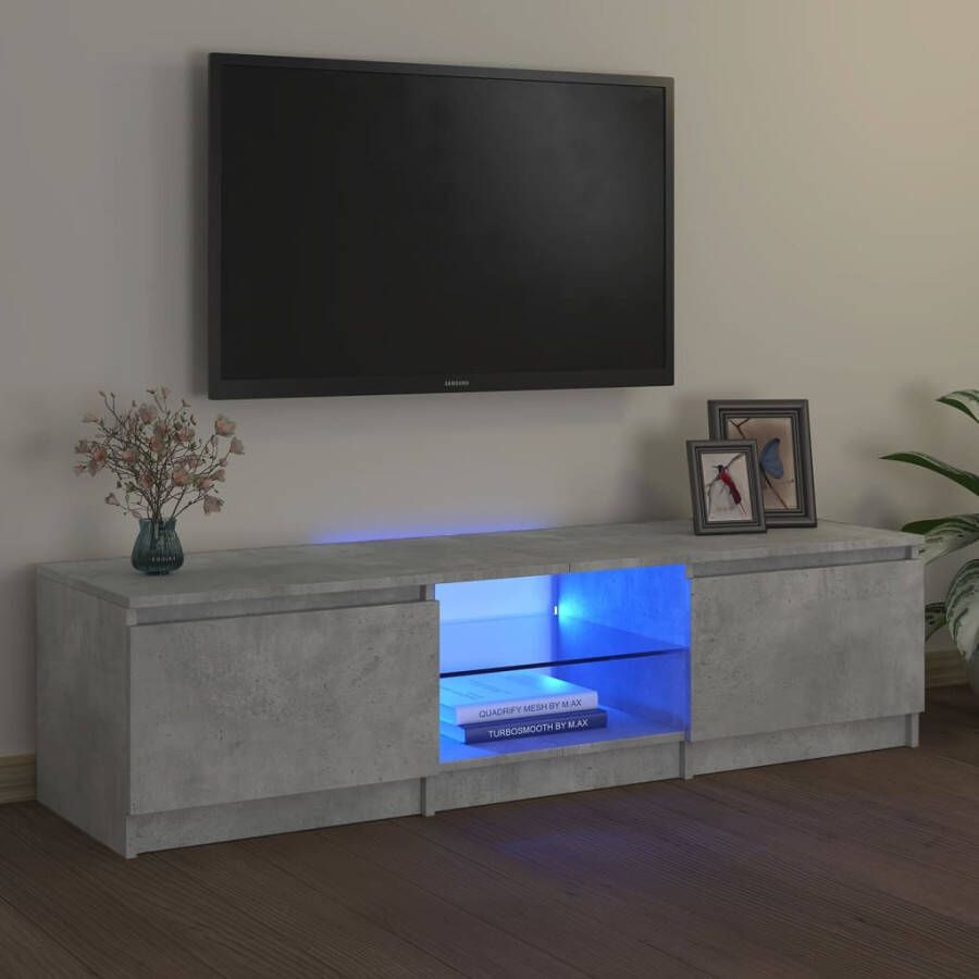 VidaXL -Tv-meubel-met-LED-verlichting-140x40x35 5-cm-betongrijs - Foto 2