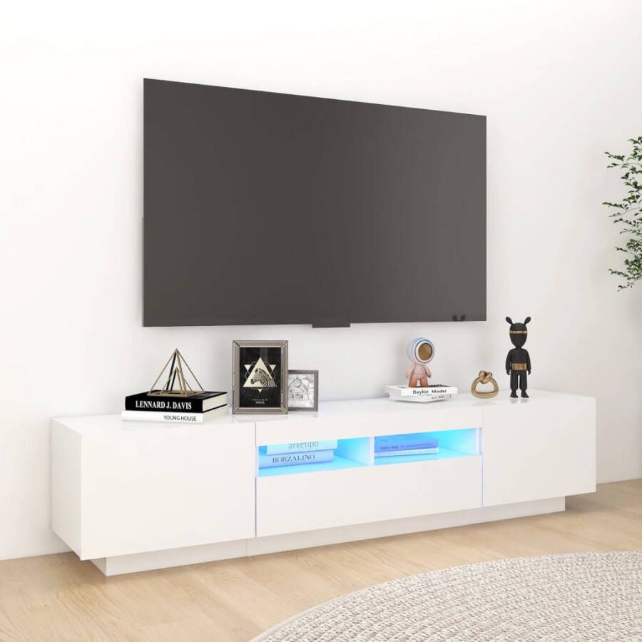 VidaXL -Tv-meubel-met-LED-verlichting-180x35x40-cm-wit - Foto 1