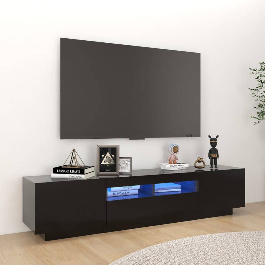 VidaXL -Tv-meubel-met-LED-verlichting-180x35x40-cm-zwart - Foto 1