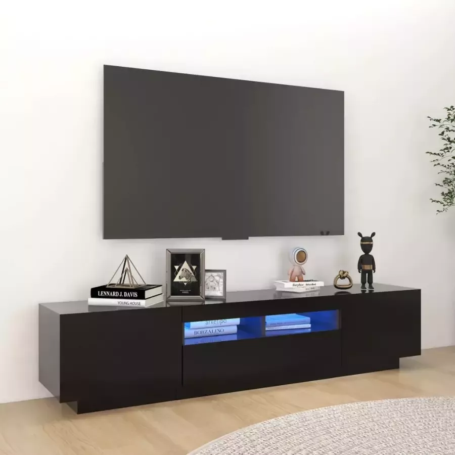 VIDAXL Tv-meubel met LED-verlichting 180x35x40 cm zwart
