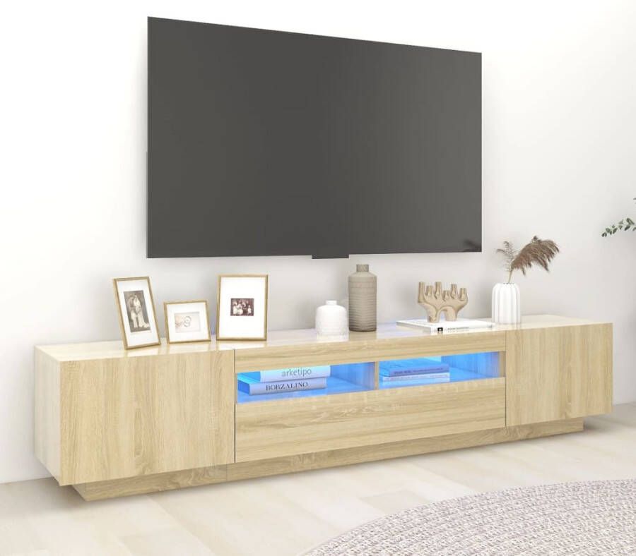 VidaXL -Tv-meubel-met-LED-verlichting-200x35x40-cm-sonoma-eikenkleurig