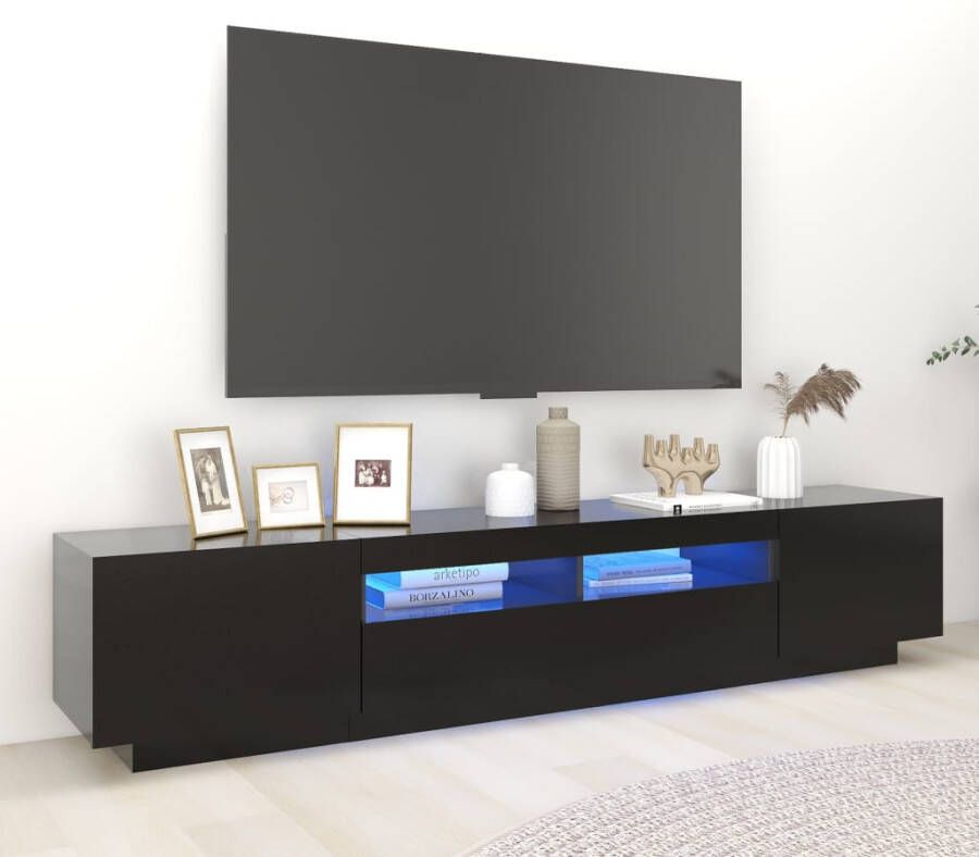 VidaXL -Tv-meubel-met-LED-verlichting-200x35x40-cm-zwart - Foto 5