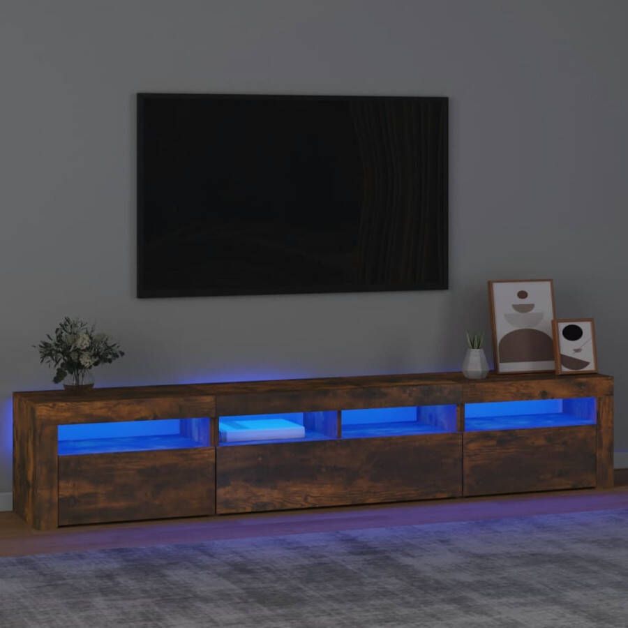 VidaXL -Tv-meubel-met-LED-verlichting-210x35x40-cm-gerookt-eikenkleurig - Foto 1