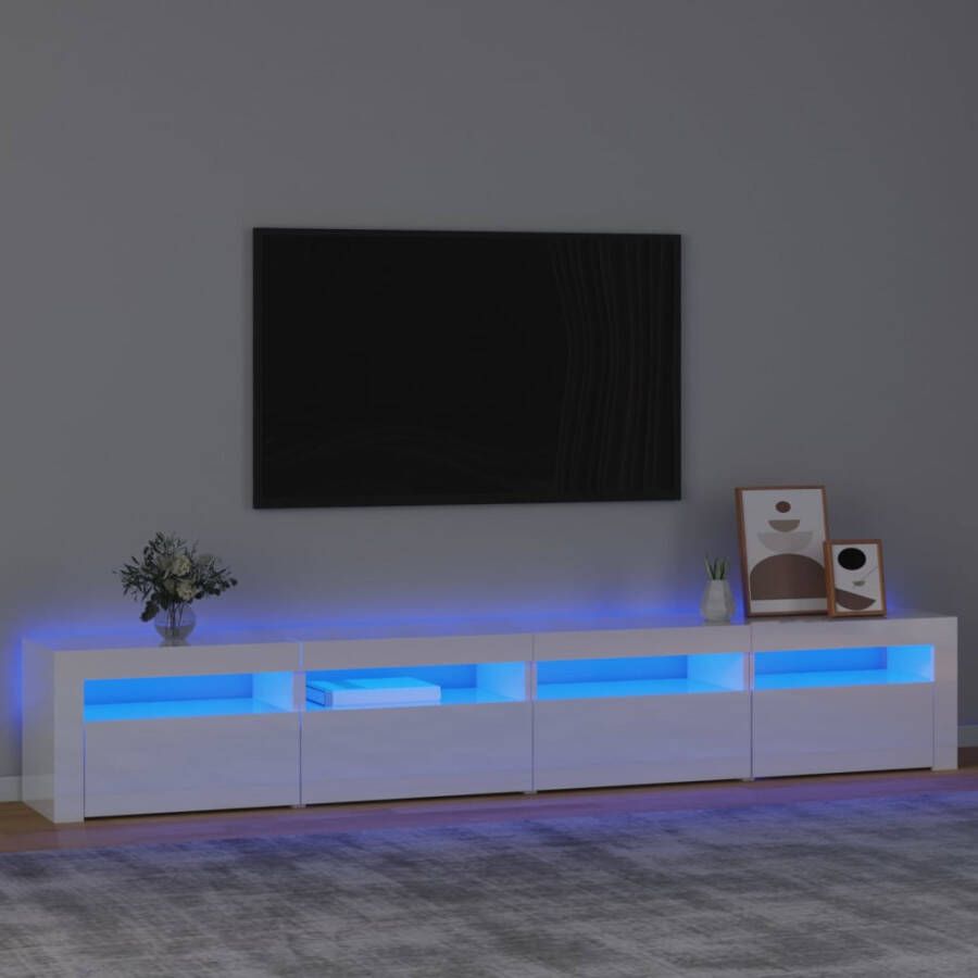 VidaXL -Tv-meubel-met-LED-verlichting-240x35x40-cm-hoogglans-wit - Foto 2