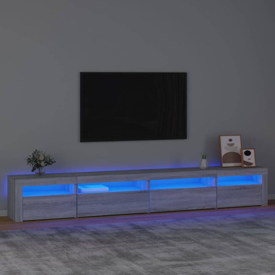 VidaXL -Tv-meubel-met-LED-verlichting-270x35x40-cm-grijs-sonoma-eiken - Foto 3