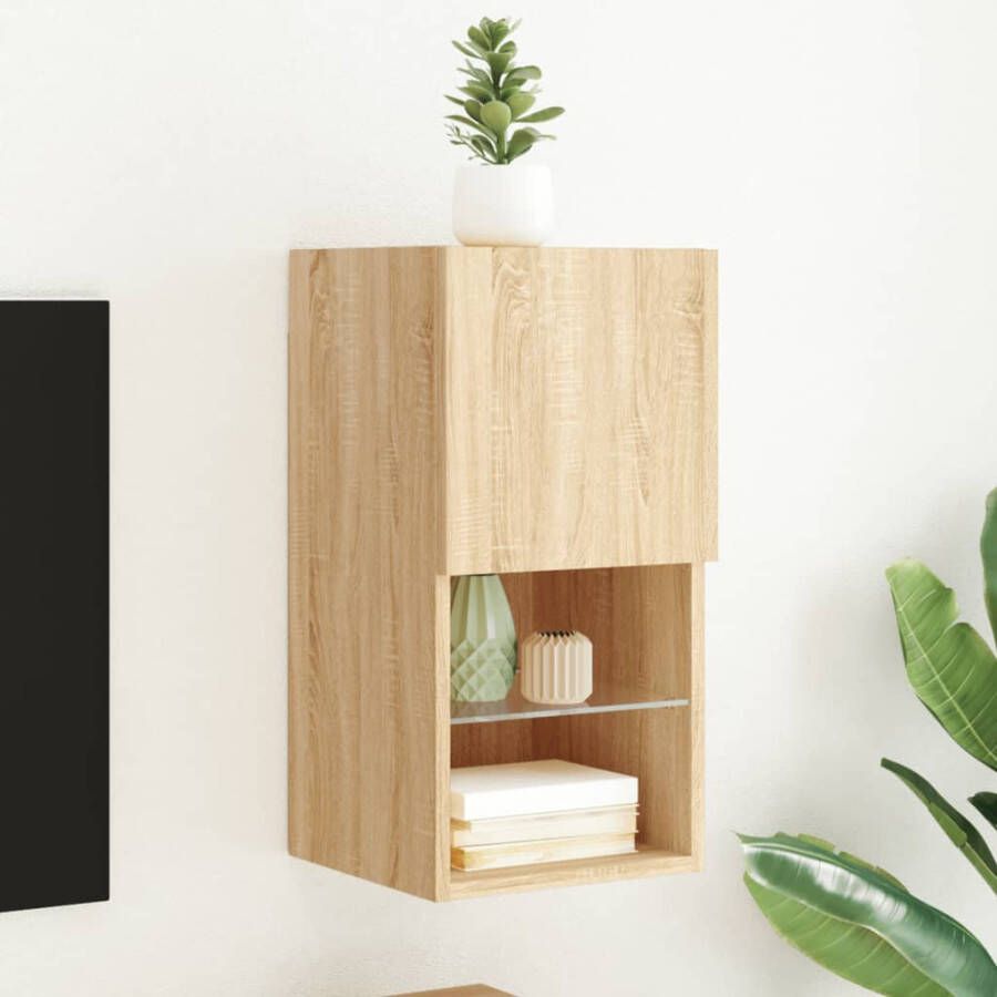 VidaXL -Tv-meubel-met-LED-verlichting-30 5x30x60-cm-sonoma-eikenkleurig - Foto 3