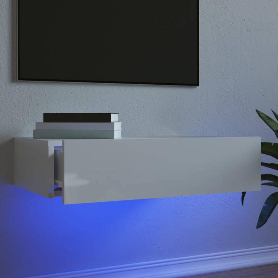 VidaXL -Tv-meubel-met-LED-verlichting-60x35x15 5-cm-hoogglans-wit - Foto 2