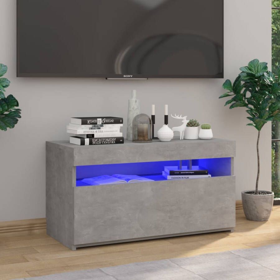 VidaXL -Tv-meubel-met-LED-verlichting-75x35x40-cm-betongrijs - Foto 2