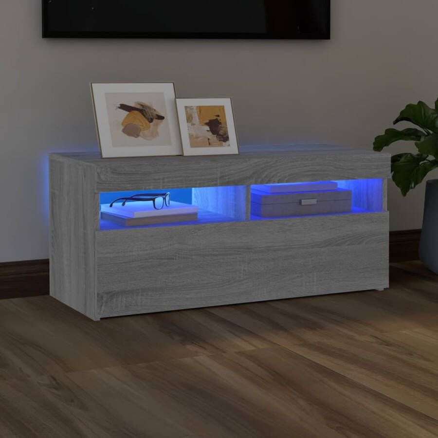 VidaXL -Tv-meubel-met-LED-verlichting-90x35x40-cm-grijs-sonoma-eiken
