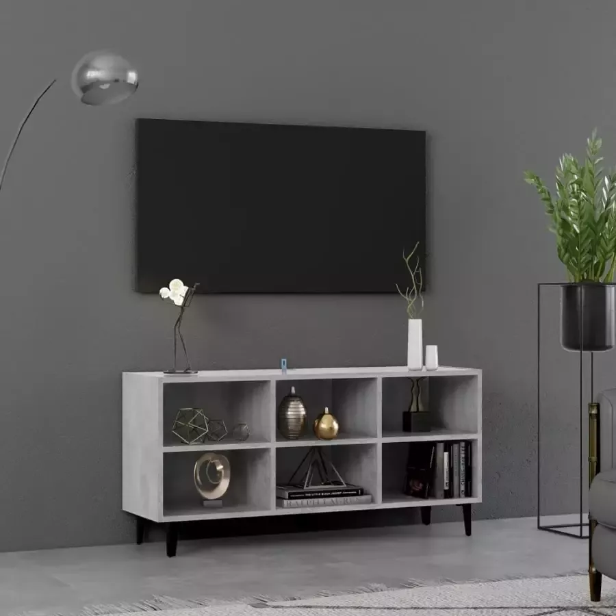 VIDAXL Tv-meubel met metalen poten 103 5x30x50 cm betongrijs