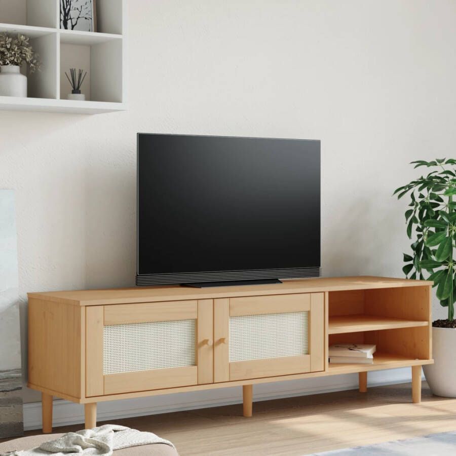 VidaXL -Tv-meubel-SENJA-158x40x49-cm-rattan-look-grenenhout-bruin - Foto 3