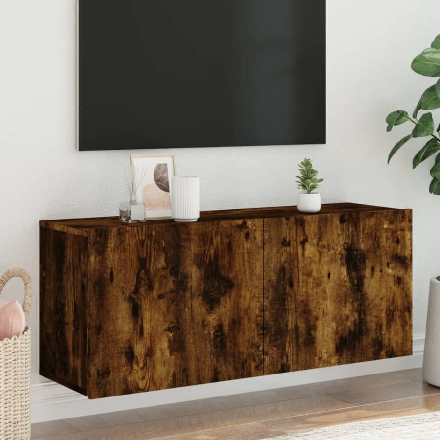 VidaXL -Tv-meubel-wandgemonteerd-100x30x41-cm-gerookt-eikenkleurig - Foto 3