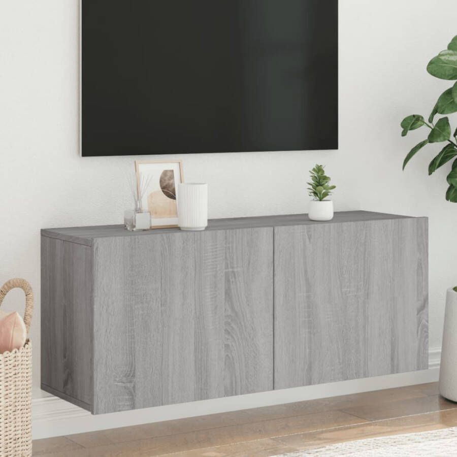 VidaXL -Tv-meubel-wandgemonteerd-100x30x41-cm-grijs-sonoma-eikenkleurig - Foto 3