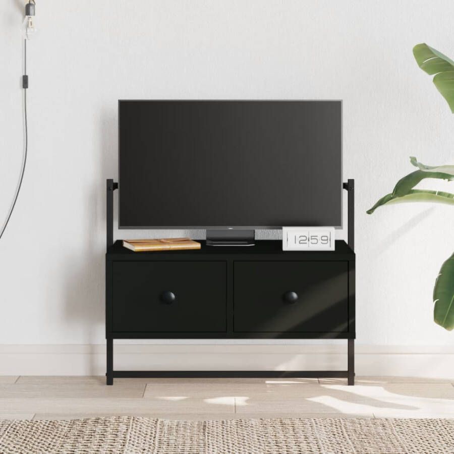 VidaXL -Tv-meubel-wandgemonteerd-60 5x30x51-cm-bewerkt-hout-zwart - Foto 2