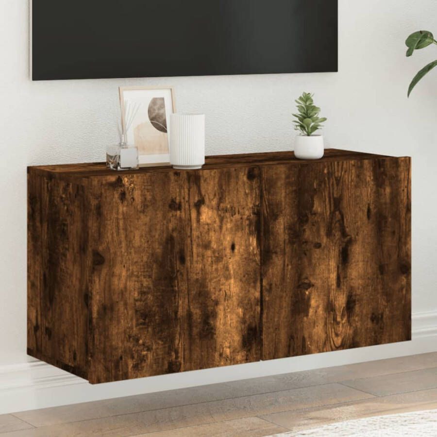 VidaXL -Tv-meubel-wandgemonteerd-80x30x41-cm-gerookt-eikenkleurig - Foto 3