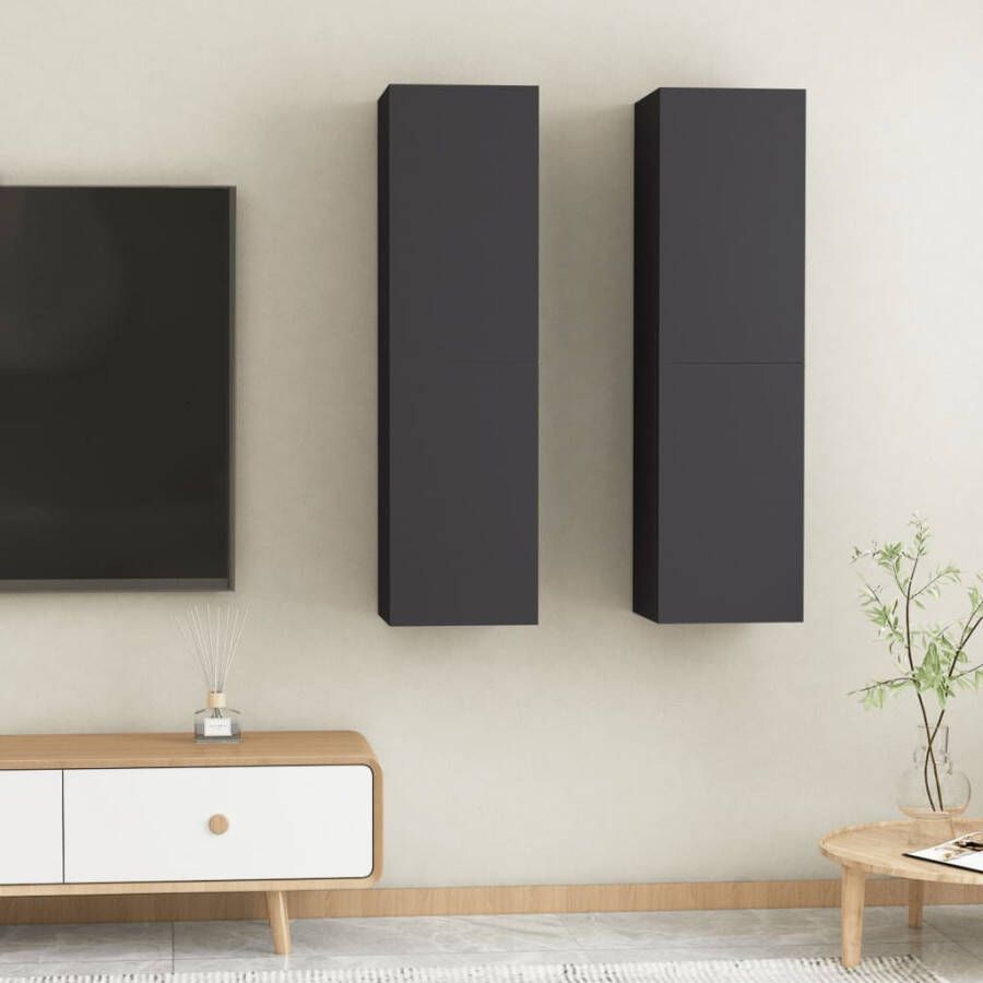 VidaXL -Tv-meubels-2-st-30 5x30x110-cm-bewerkt-hout-grijs - Foto 1