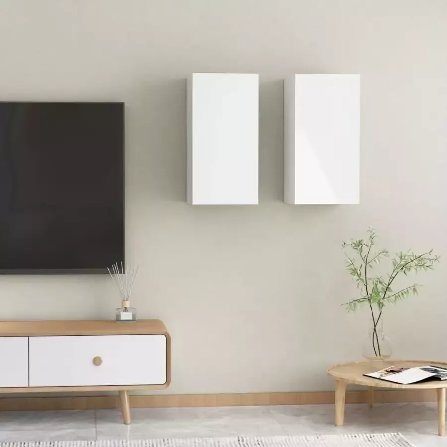 VidaXL -Tv-meubelen-2-st-30 5x30x60-cm-spaanplaat-hoogglans-wit