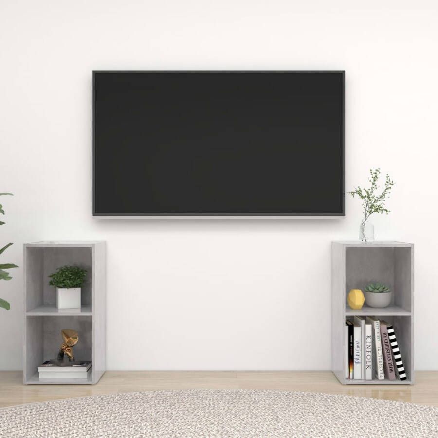 VidaXL Tv-meubelen 2 st 72x35x36 5 cm bewerkt hout betongrijs - Foto 4