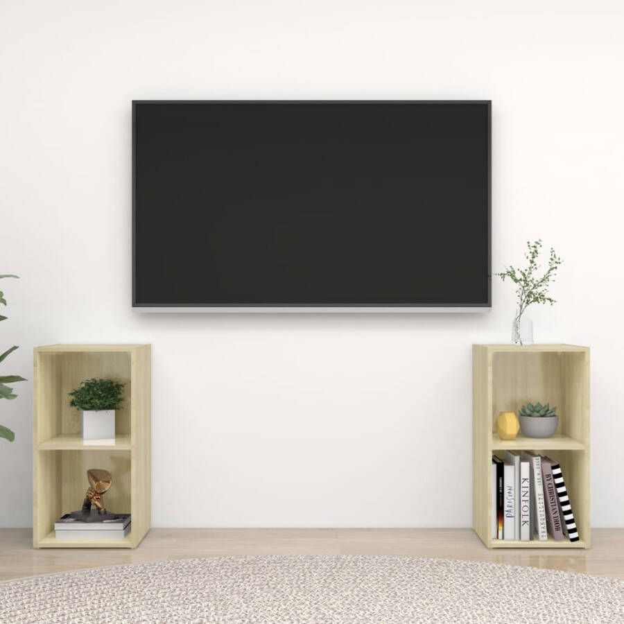 VidaXL Tv-meubelen 2 st 72x35x36 5 cm bewerkt hout sonoma eikenkleurig - Foto 4