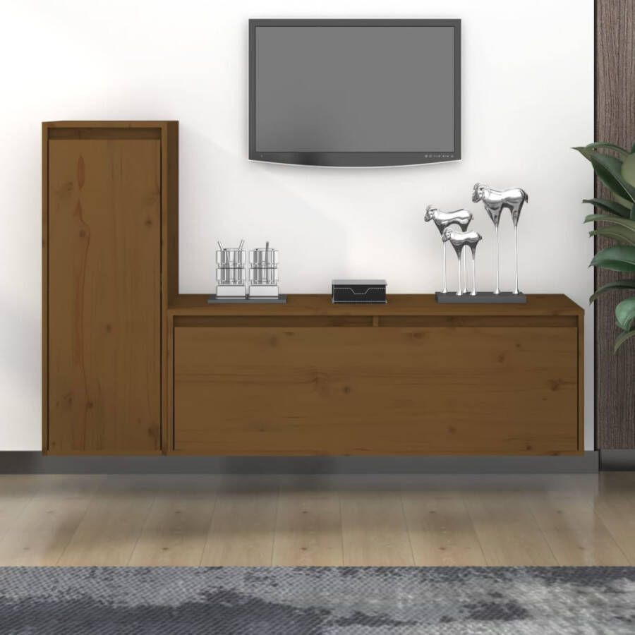 VidaXL -Tv-meubelen-2-st-massief-grenenhout-honingbruin - Foto 2