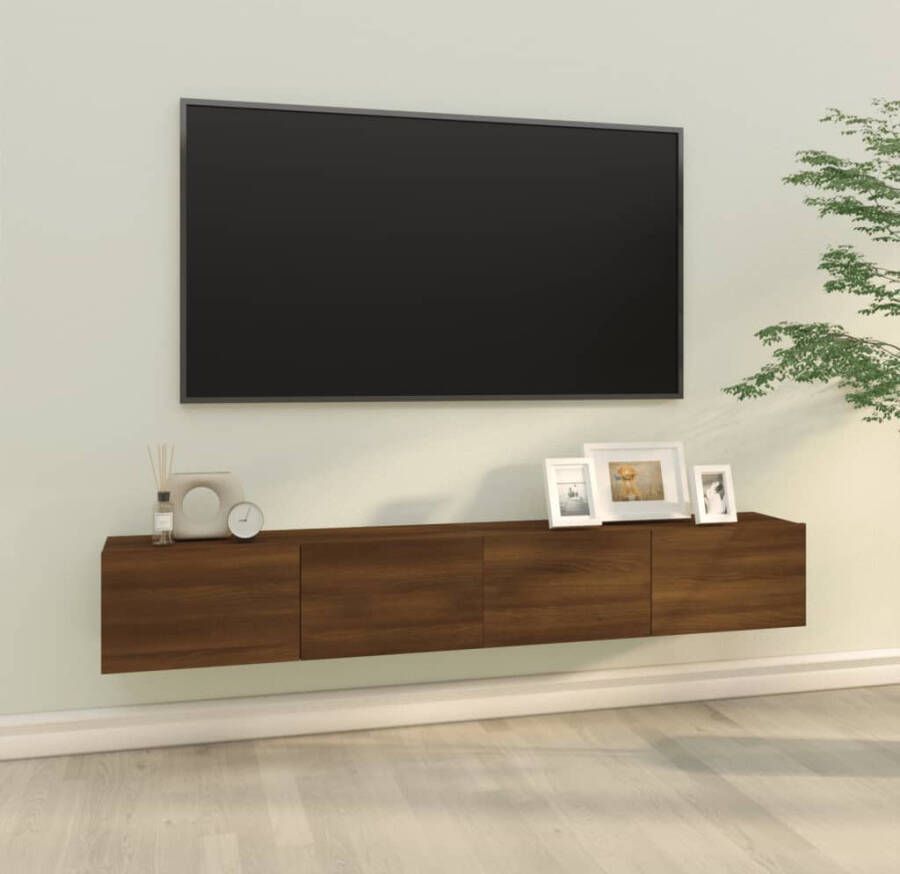 VIDAXL Tv-meubelen 2 st wandgemonteerd 100x30x30 cm hout bruineiken