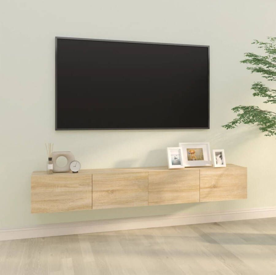 VidaXL -Tv-meubelen-2-st-wandgemonteerd-100x30x30-cm-hout-sonoma-eiken - Foto 1