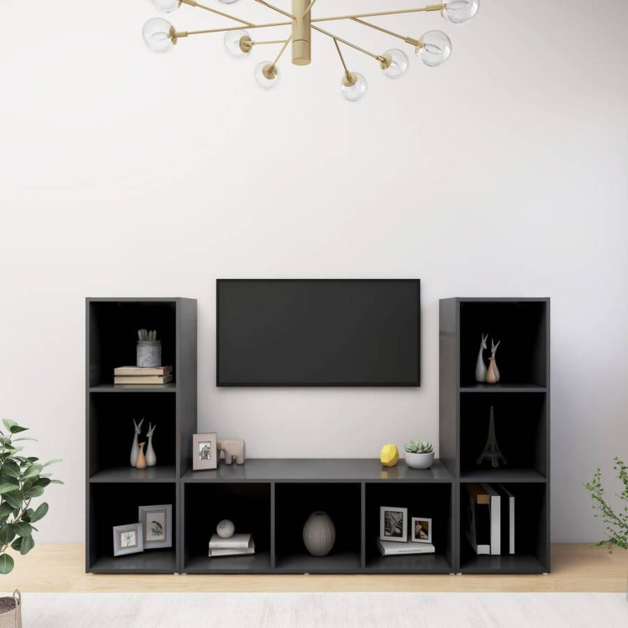 VidaXL -Tv-meubelen-3-st-107x35x37-cm-spaanplaat-grijs