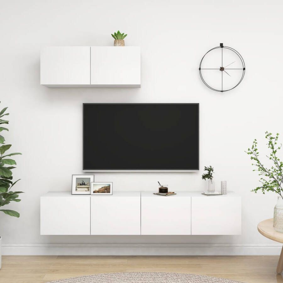 VidaXL -Tv-meubelen-3-st-bewerkt-hout-wit