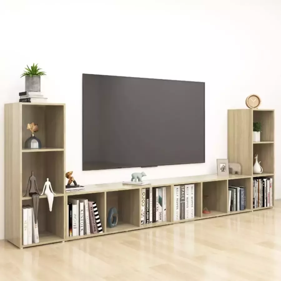 VIDAXL Tv-meubelen 4 st 107x35x37 cm spaanplaat sonoma eikenkleurig