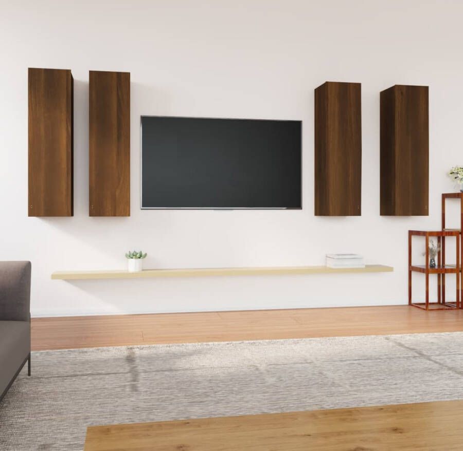 VidaXL -Tv-meubelen-4-st-30 5x30x110-cm-bewerkt-hout-bruin-eikenkleur - Foto 2