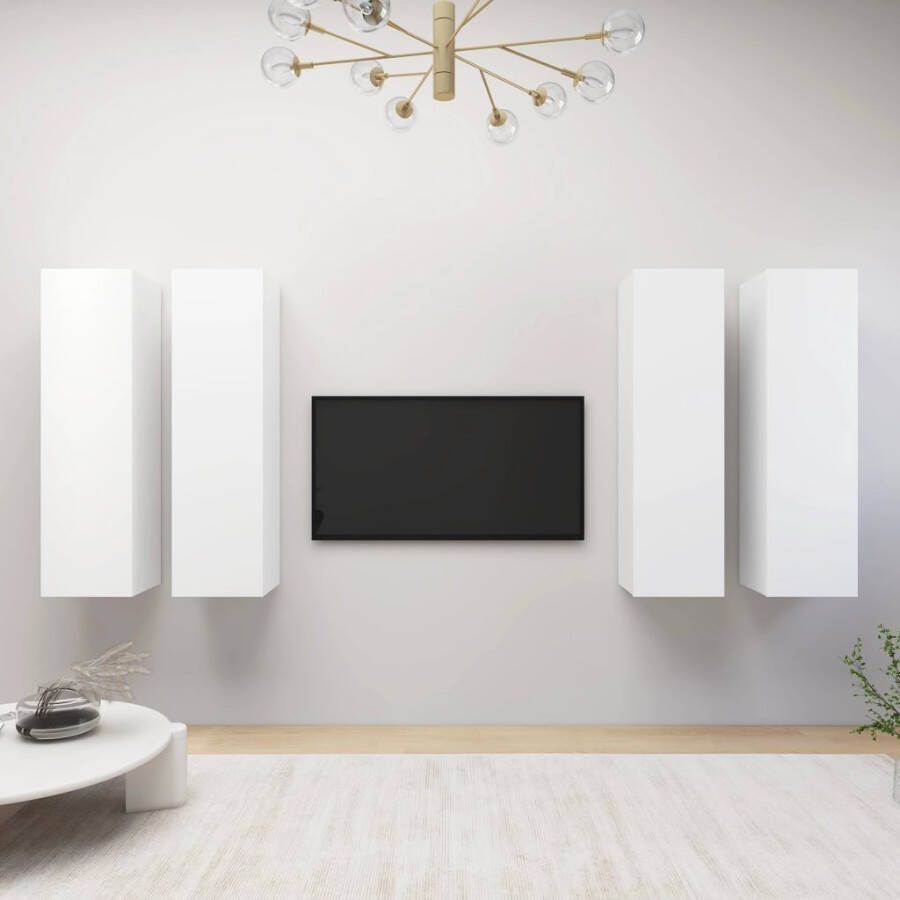 VidaXL Tv-meubelen 4 st 30 5x30x110 cm bewerkt hout wit - Foto 2
