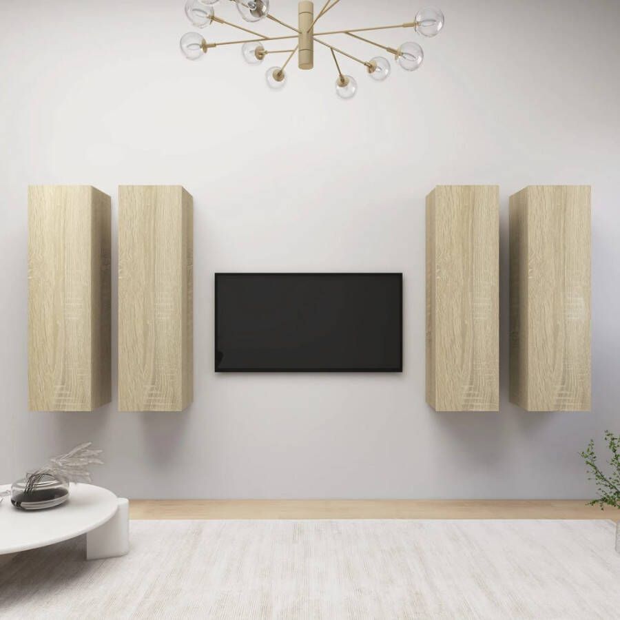 VidaXL Tv-meubelen 4 st 30 5x30x110cm bewerkt hout sonoma eikenkleurig - Foto 2