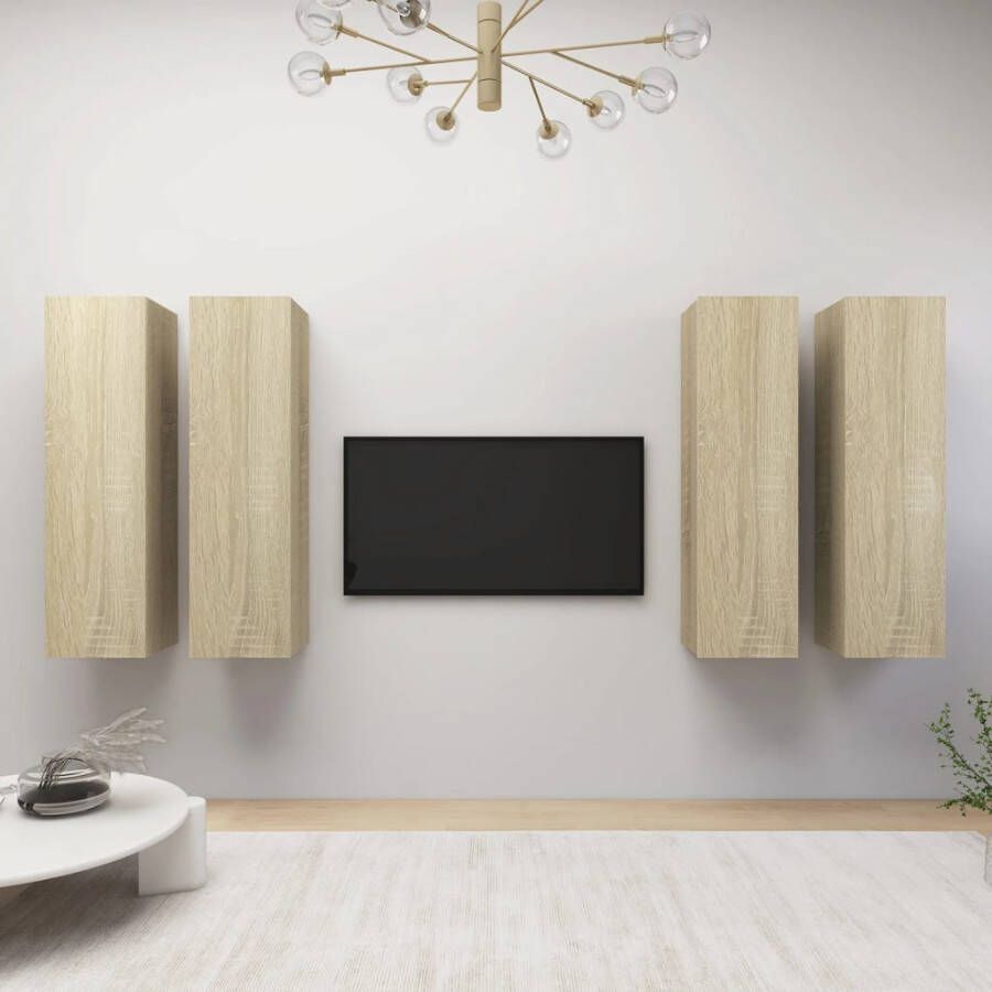 VIDAXL Tv-meubelen 4 st 30 5x30x110cm bewerkt hout sonoma eikenkleurig - Foto 2