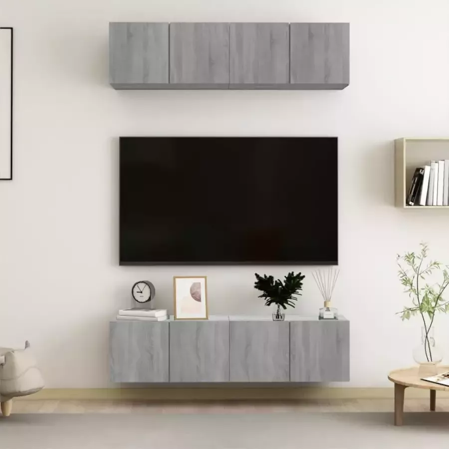 VidaXL -Tv-meubelen-4-st-60x30x30-cm-bewerkt-hout-grijs-sonoma-eiken