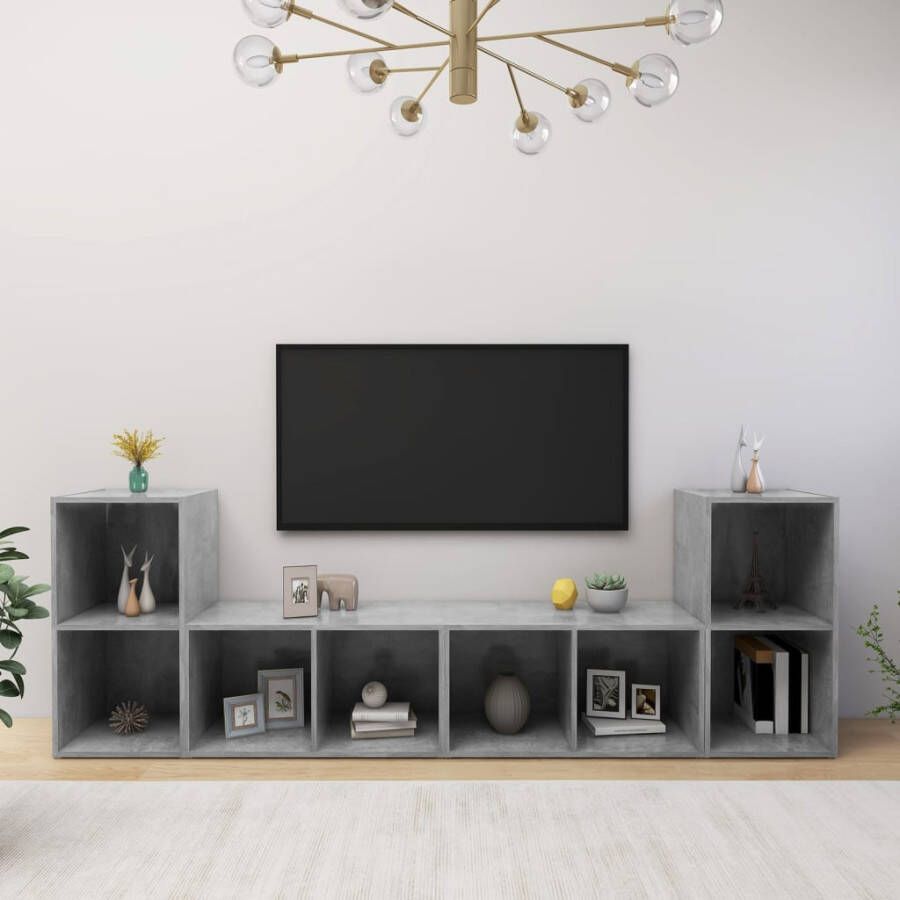 VIDAXL Tv-meubelen 4 st 72x35x36 5 cm spaanplaat betongrijs