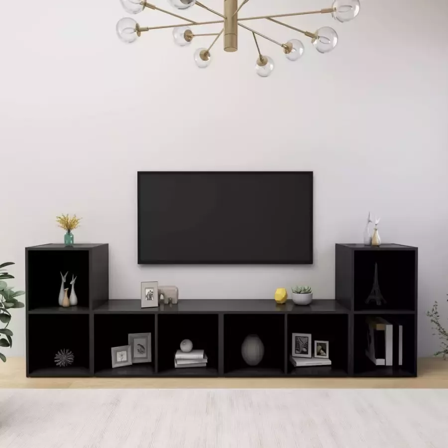 VidaXL Tv-meubelen 4 st 72x35x36 5 cm spaanplaat zwart