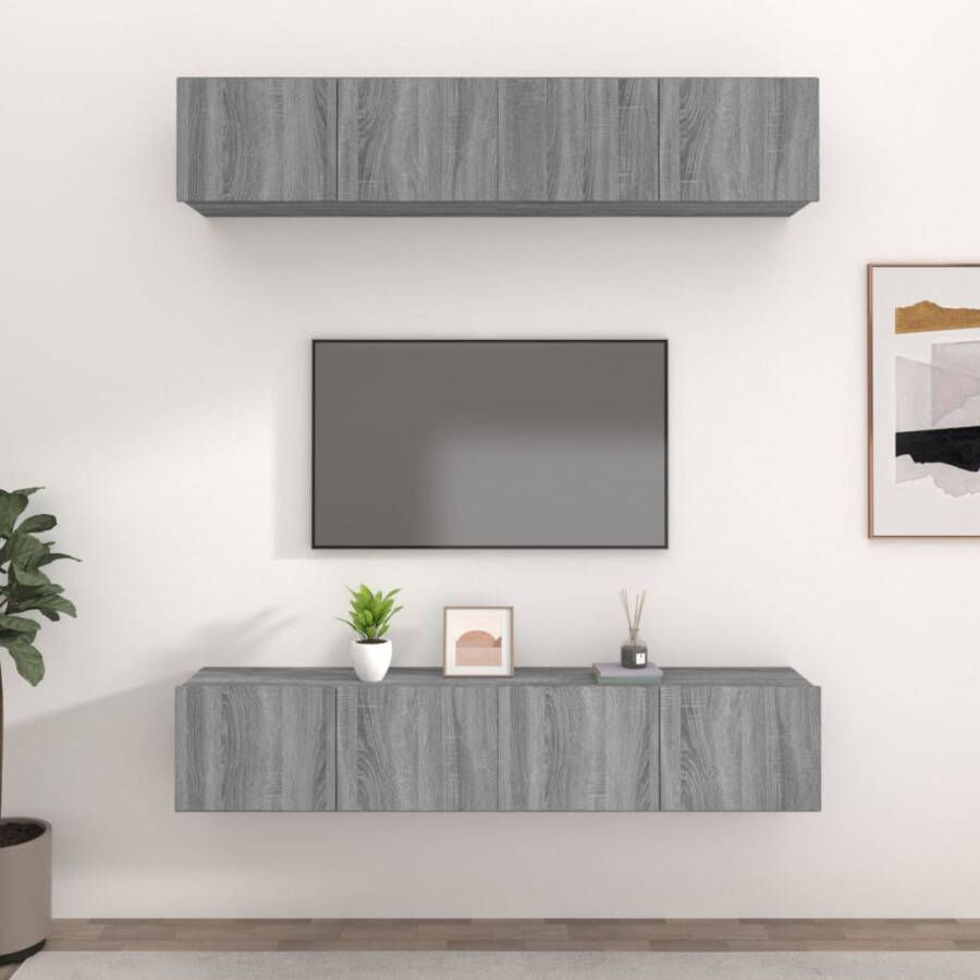 VidaXL -Tv-meubelen-4-st-80x30x30-cm-bewerkt-hout-grijs-sonoma-eiken