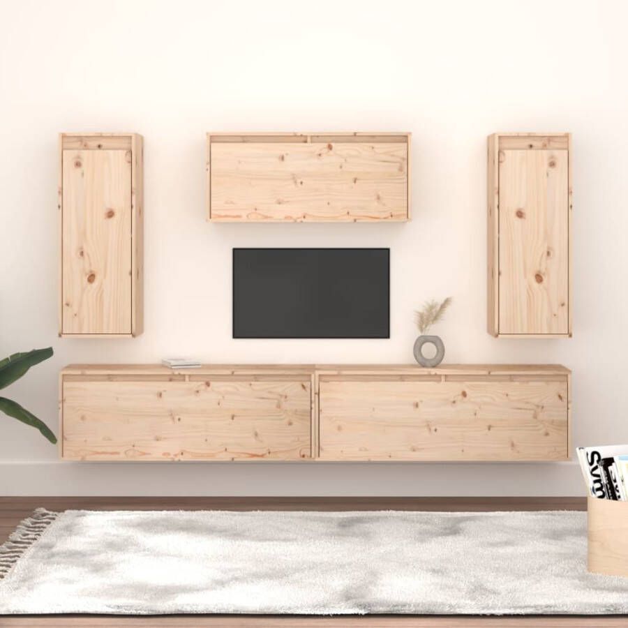VidaXL -Tv-meubelen-5-st-massief-grenenhout