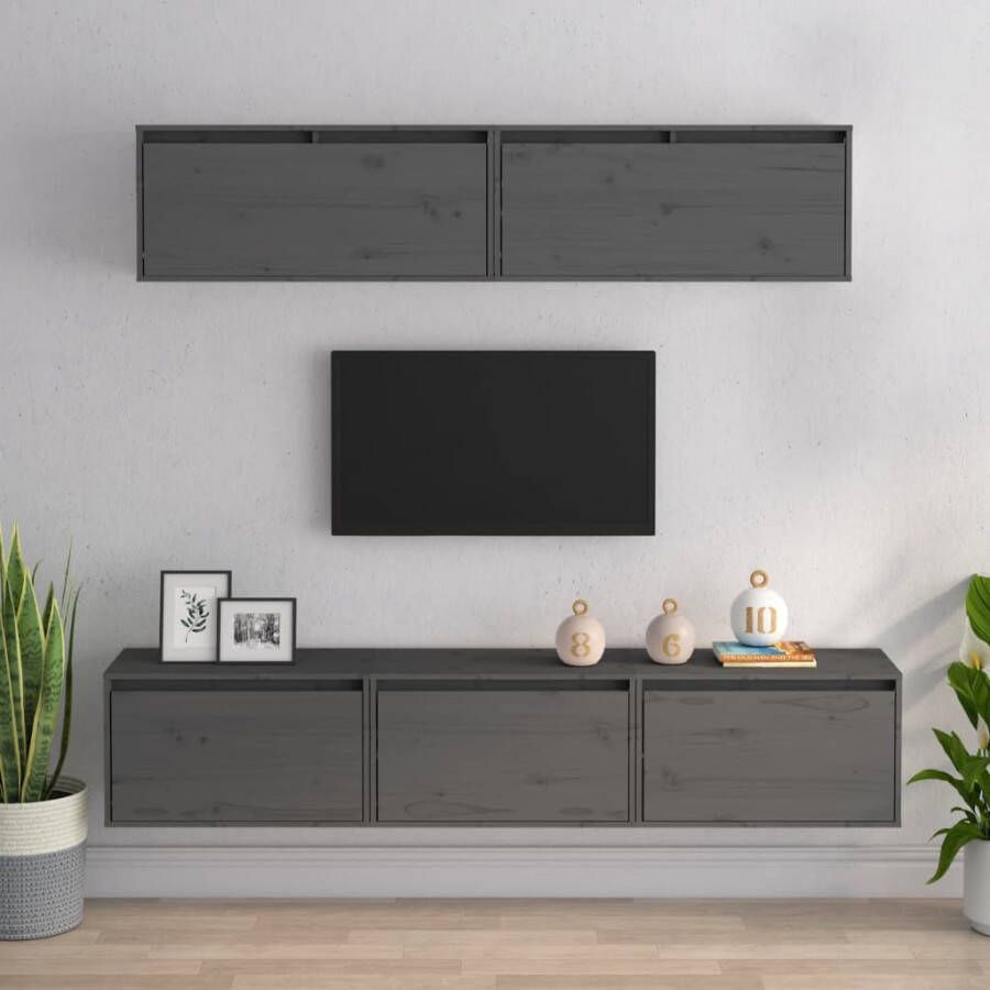 VidaXL -Tv-meubelen-5-st-massief-grenenhout-grijs