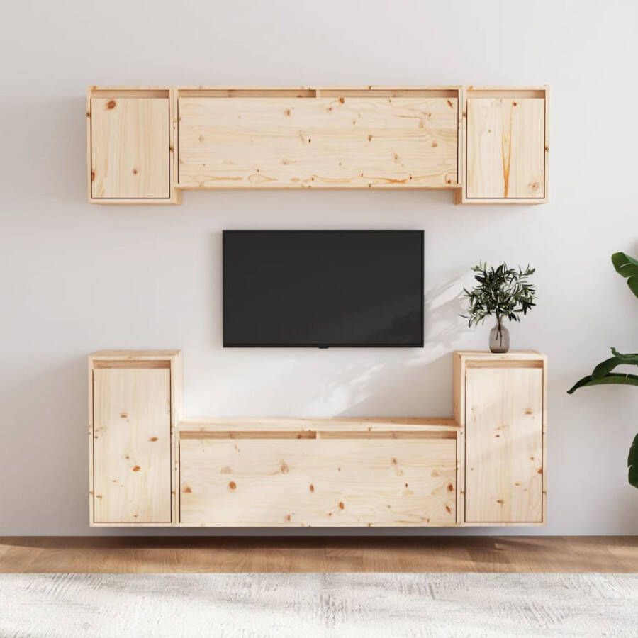 VidaXL -Tv-meubelen-6-st-massief-grenenhout