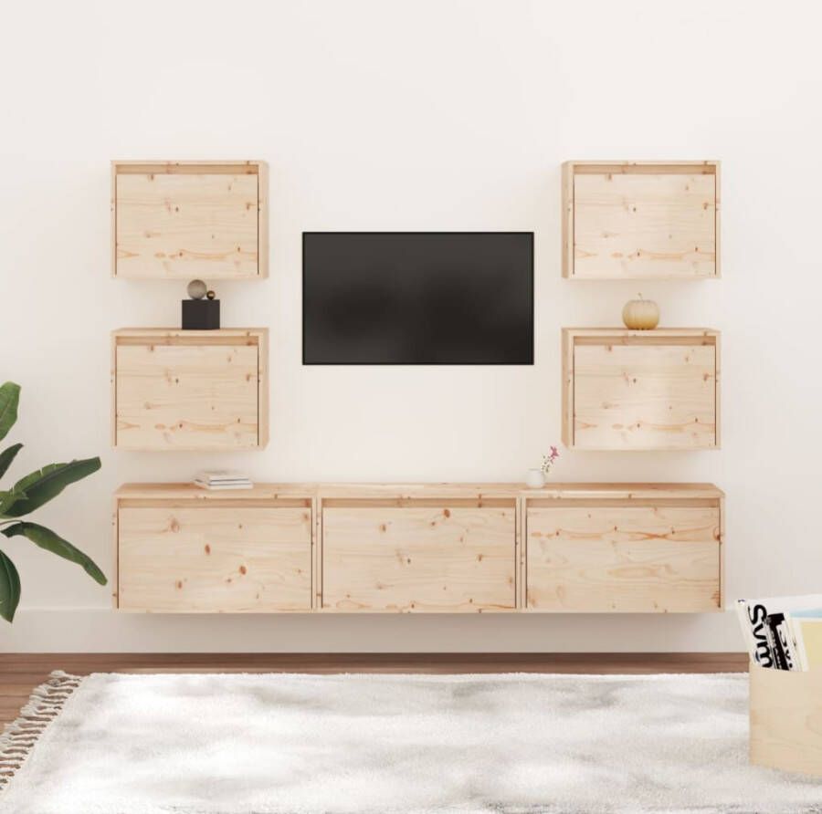VidaXL -Tv-meubelen-7-st-massief-grenenhout